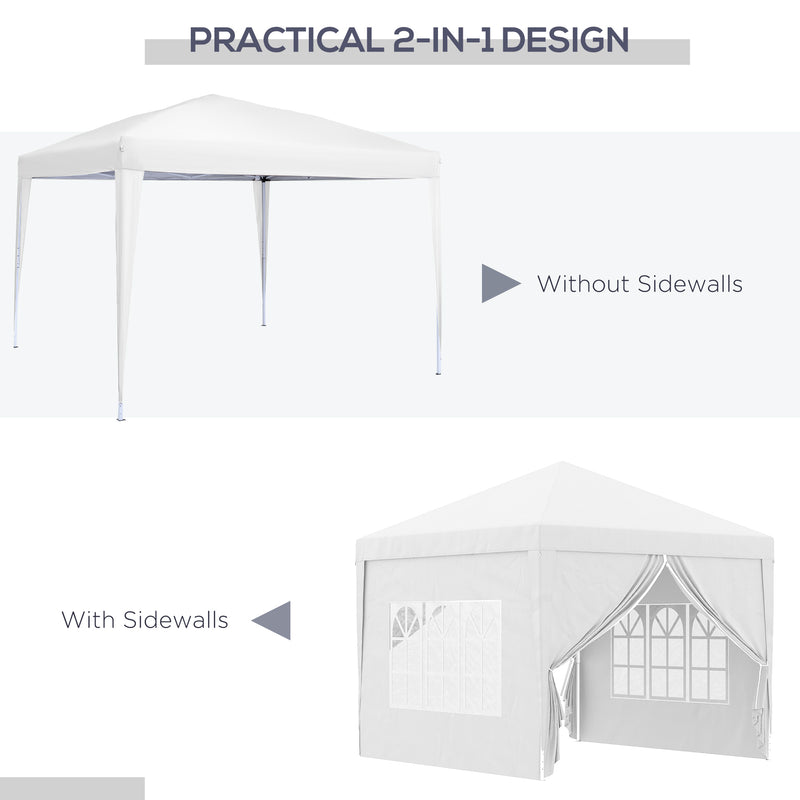 Gazebo Pieghevole 3x3m in Acciaio e tessuto Oxford Bianco-4