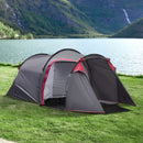 Tenda da Campeggio 2 Posti 426x206x154 cm con Vestibolo e Porte con Cerniera Grigio-2