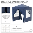 Gazebo Pieghevole Pop Up 2x2m in Poliestere e Acciaio Blu-6