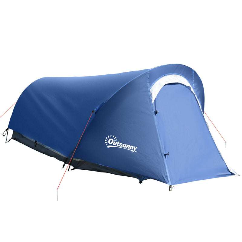 Tenda da Campeggio 265x140x95 cm con Gancio Interno e Finestre a Rete Azzurra-1