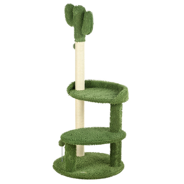 Albero Tiragraffi a Forma di Cactus 35x31x55,5 cm con 2 Palline Gioco Verde e Bianco prezzo