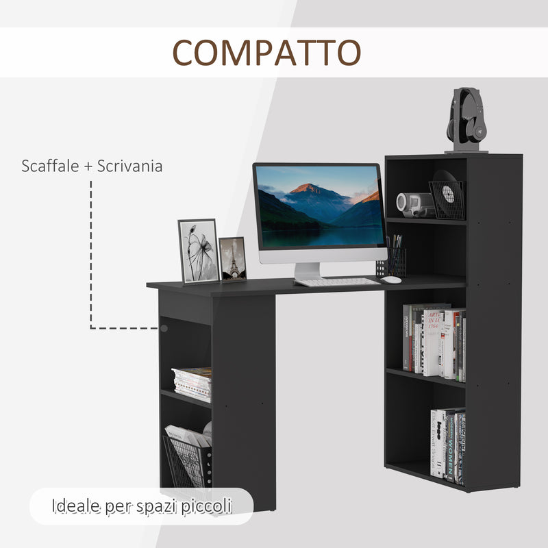 Scrivania da Ufficio 6 Ripiani Laterali 120x55x120 cm in Legno Nero-5