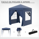 Gazebo Pieghevole Pop Up 2x2m in Poliestere e Acciaio Blu-9