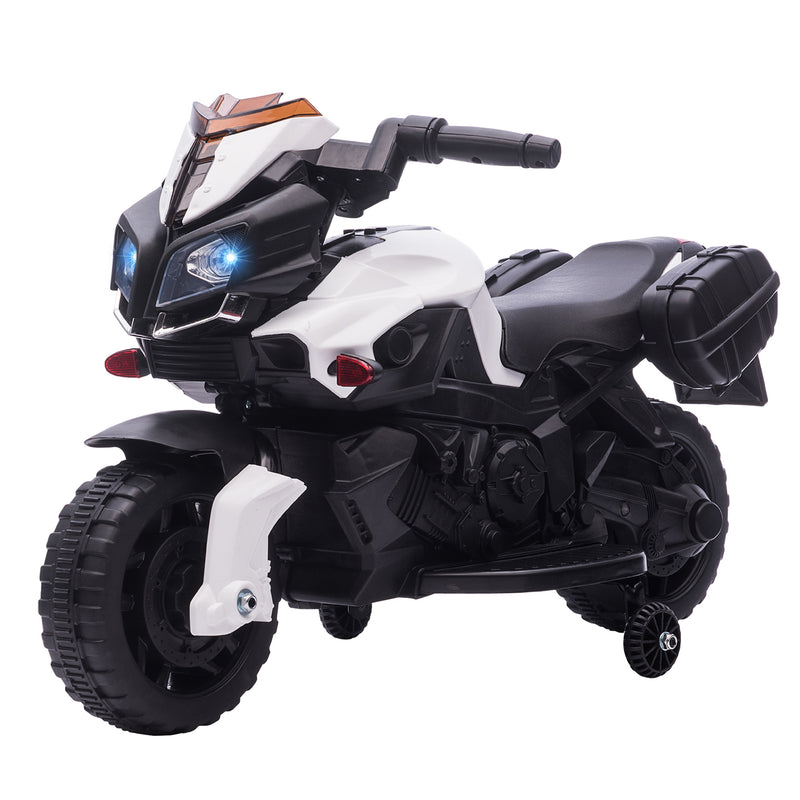 Moto Elettrica per Bambini 6V con Fari e Clacson Bianco-1