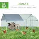 Pollaio Gabbia per Galline 300x400x195 cm in Metallo con Copertura in Tessuto Oxford Argento-5