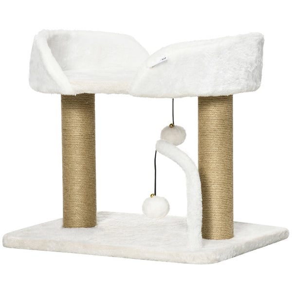 Torre per Gatti max 5 Kg con Tiragraffi e Palline 48x38x42 cm in Poliestere e Juta Giallo e Bianco prezzo