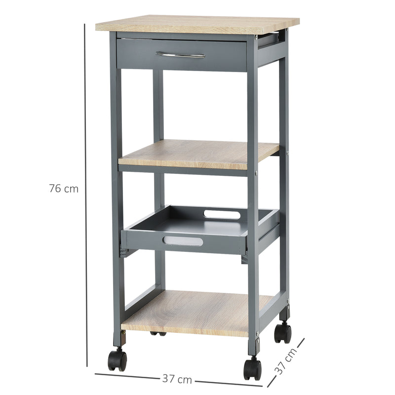 Carrello da Cucina Portavivande 37x37x76 cm in Legno di Pino e MDF Grigio-3