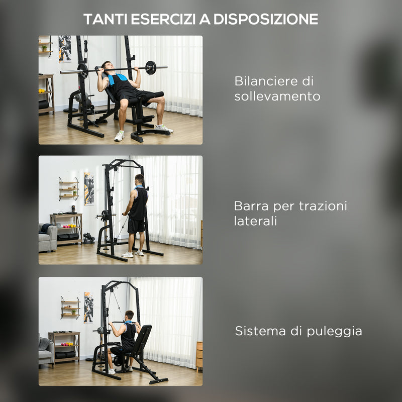 Stazione Fitness Multifunzione 152x105x212 cm in Acciaio Nero-4