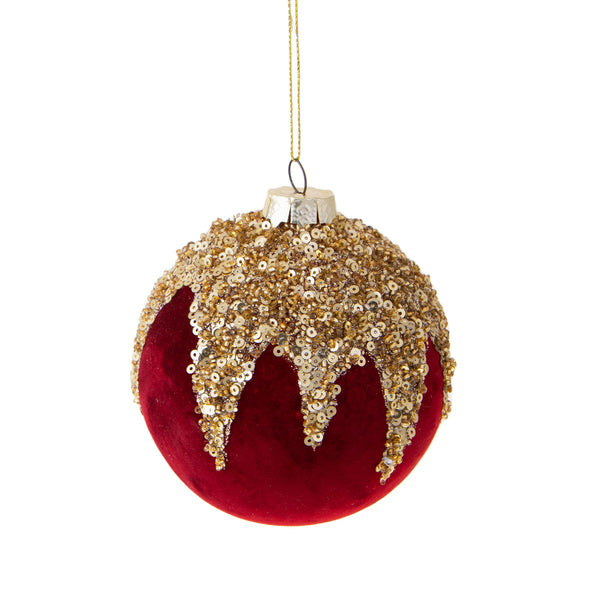 online Lot de 6 Boules pour Sapin de Noël Velours avec Strass Ø8 cm Doré