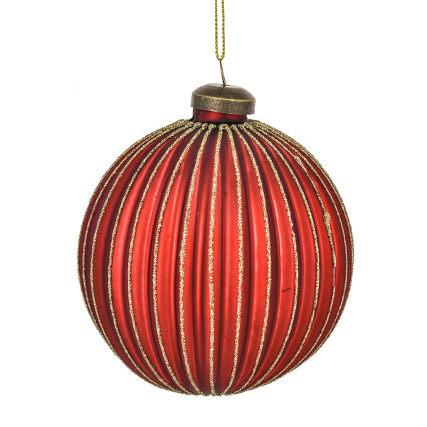 Set de 6 Boules Décoratives pour Sapin de Noël avec Ligne.Ø8 cm Rouge/Or sconto