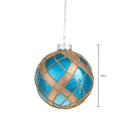 Set 12 Palline Decorative per Albero di Natale intreccio 8 cm Blu/Oro-2