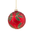 Set 4 Palline Decorative per Albero di Natale Ss Agrifoglio Ø10 cm Rosso/Verde-1