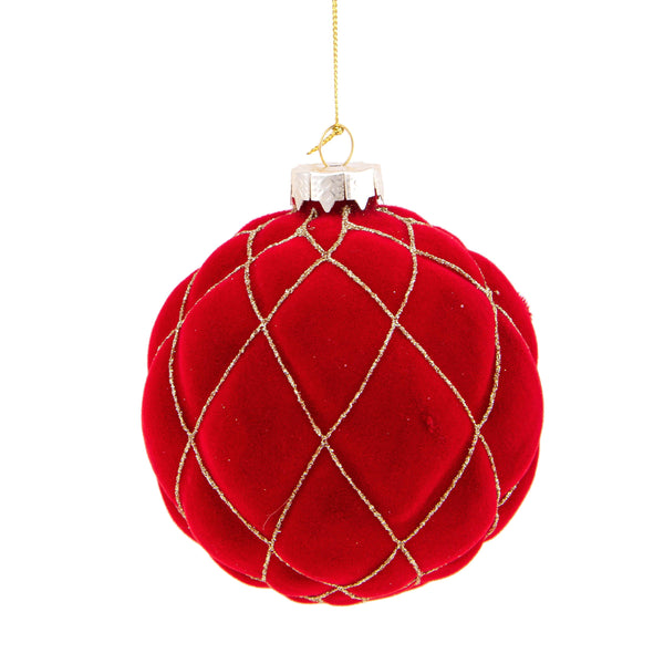 online Lot de 8 Boules Décoratives pour Sapin de Noël en Velours Ø10 cm Rouge