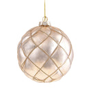 Set 4 Palline Decorative per Albero di Natale Rombi Ø12 cm Champagne-1