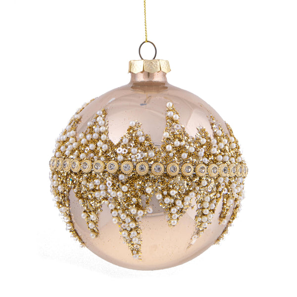 sconto Lot de 4 boules décoratives pour sapin de Noël losange Ø10 cm Champagne