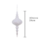 Set 12 Palline Decorative per Albero di Natale con Punta H19,8 cm Bianco-2