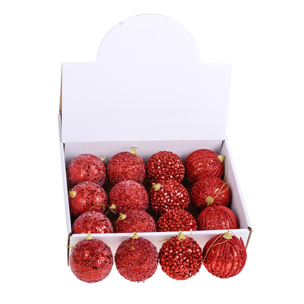 prezzo Assortiment de boules de sapin de Noël, 16 pièces Ø8 cm Rouge