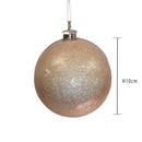 Set 12 Palline Decorative per Albero di Natale con Glitter Ø10 cm Champagne-2