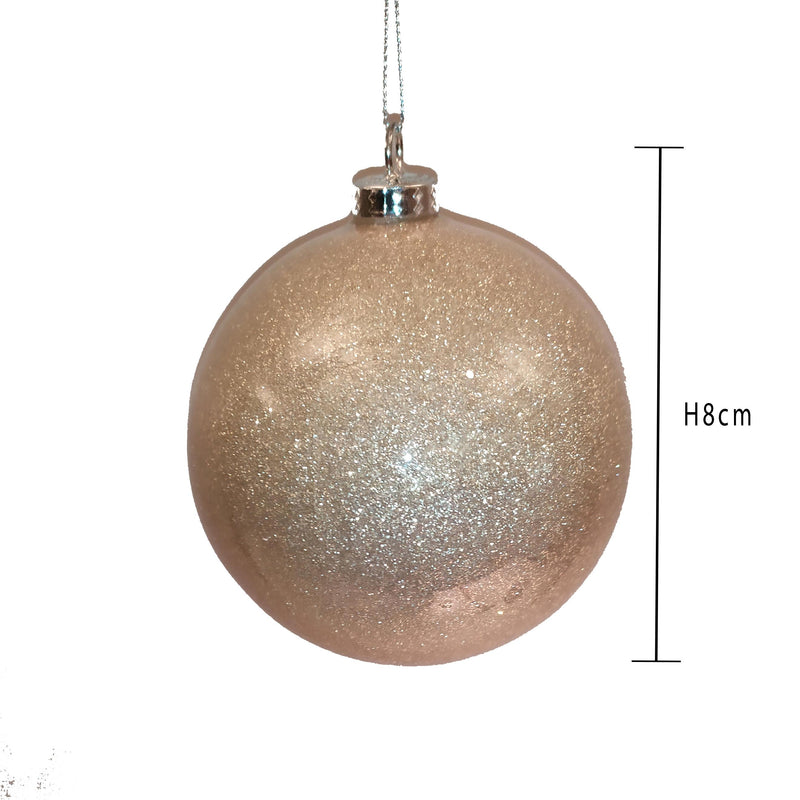 Set 16 Palline Decorative per Albero di Natale con Glitter Ø8 cm Champagne-2