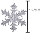 Set 12 Fiocco Neve con Glitter H12,6 cm Bianco-4