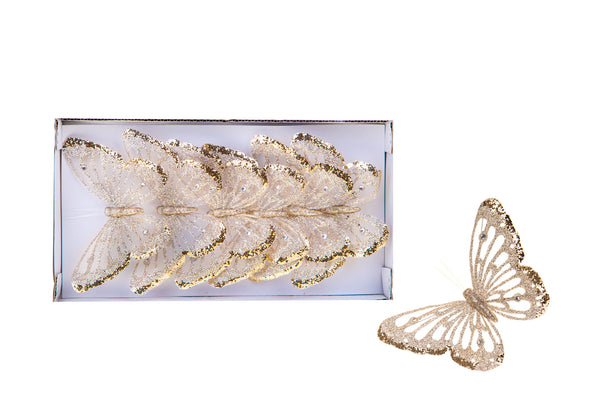 online Papillons avec Paillettes et Clips 24 Pièces Ø15 cm Champagne