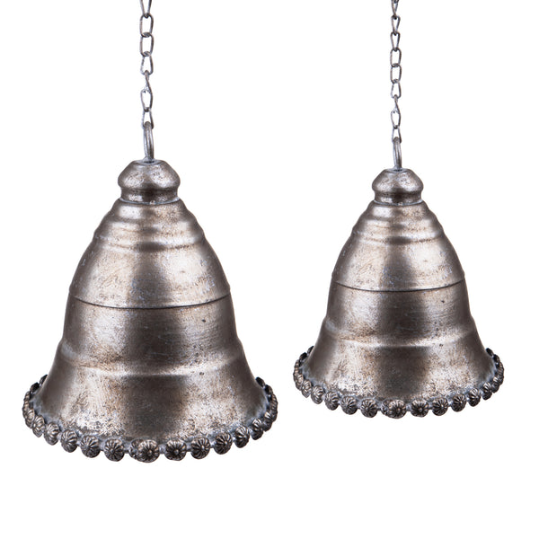 online Lot de 2 Cloches avec Greca 22 cm Argent