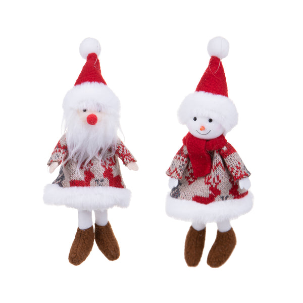 Lot de 6 Père Noël + Bonhomme de neige H19 cm Rouge/Naturel prezzo