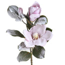 Set 4 Magnolia con 3 Fiori innevata H76 cm Rosa-1