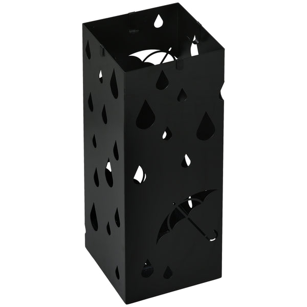 online Portaombrelli con 4 Ganci e Vaschetta Raccogligocce 15,5x15,5x41 cm in Metallo Nero