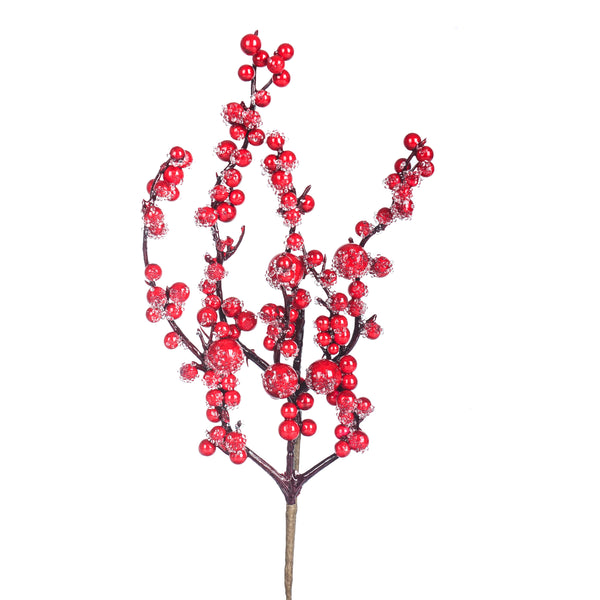 sconto Set 12 Branches d'Ilex Frozen H35 cm Rouge