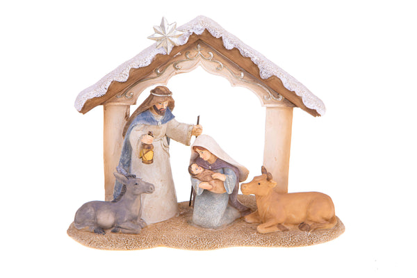 Nativité avec Animaux H18 cm en Résine prezzo