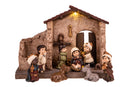 Natività 9 Personaggi con Capanna e Led 16,5 cm in Porcellana-1