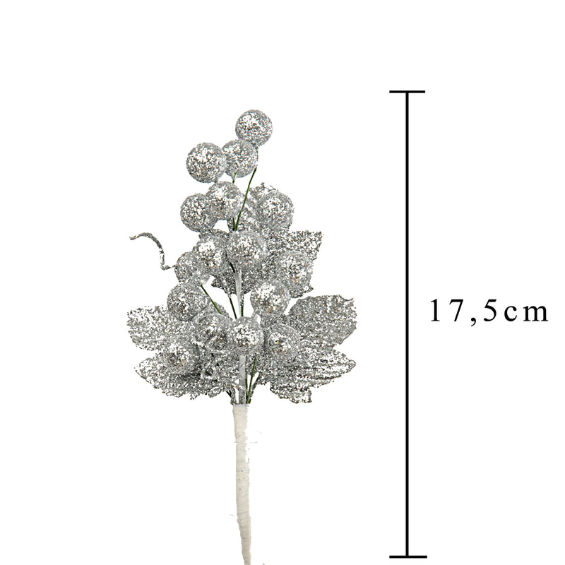 Set 24 Uva Glitter H17,5 cm Silver-2