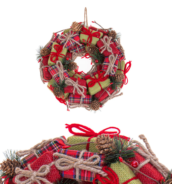 prezzo Couronne de Noël avec Coffrets Cadeaux Ø25 cm Écossais