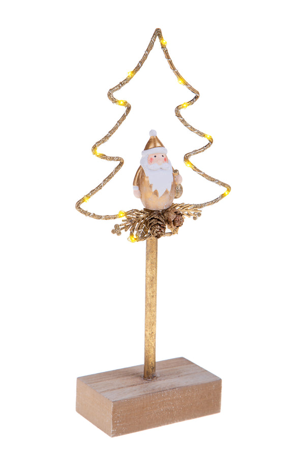 online Set de 2 Sapins de Noël à Led 26 cm en Métal et Bois Doré