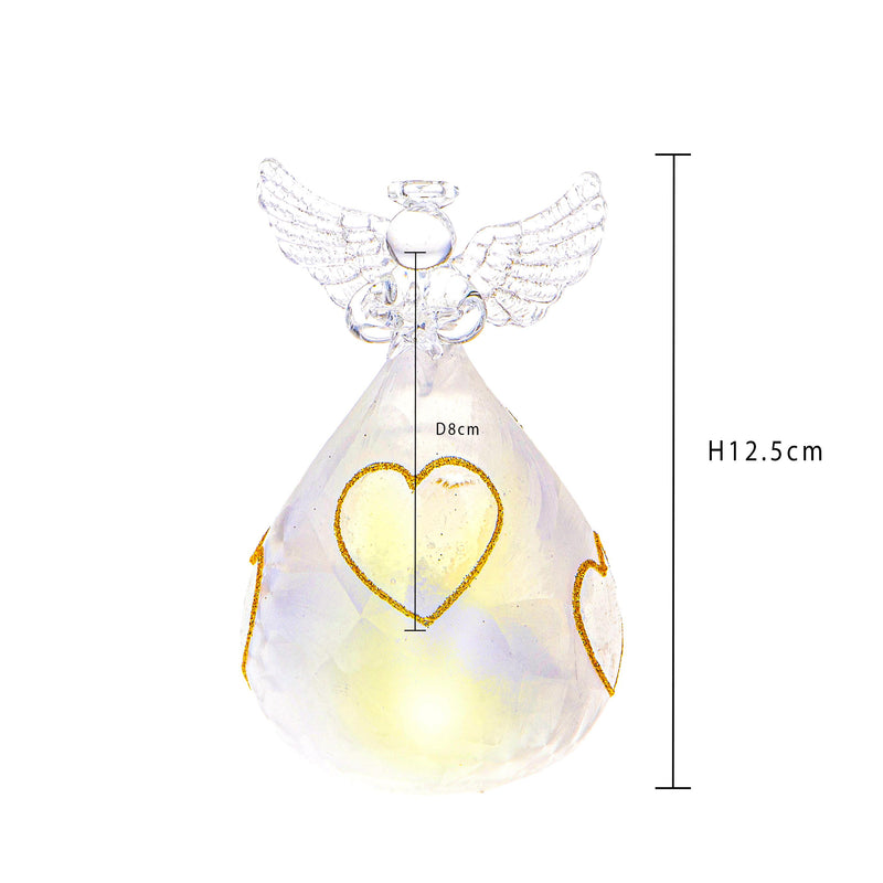 Set 2 Angeli Cuore con Led H12,5 cm in Vetro Oro-4