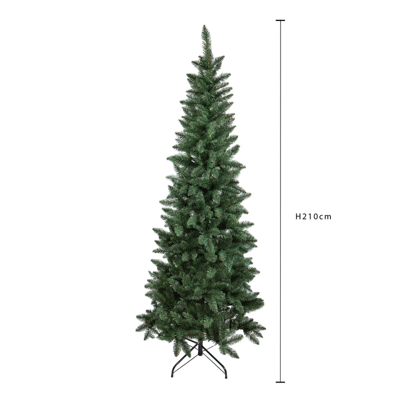 Albero di Natale Artificiale H210 cm Abete Douglas Slim 669 Tips Verde-2