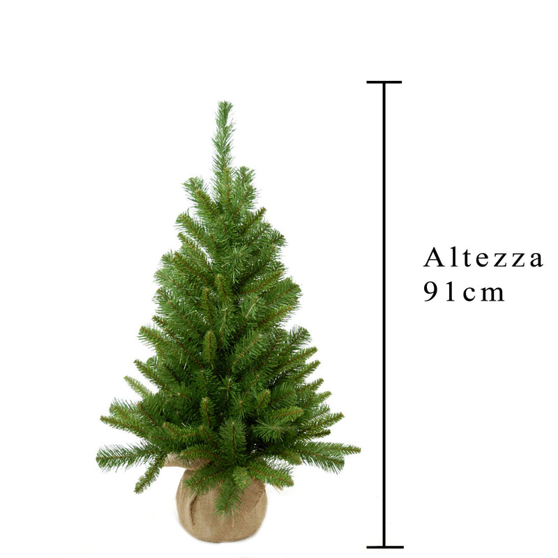 Mini Albero di Natale Artificiale Abete H91 cm con Sacco 154 Tips Verde-2