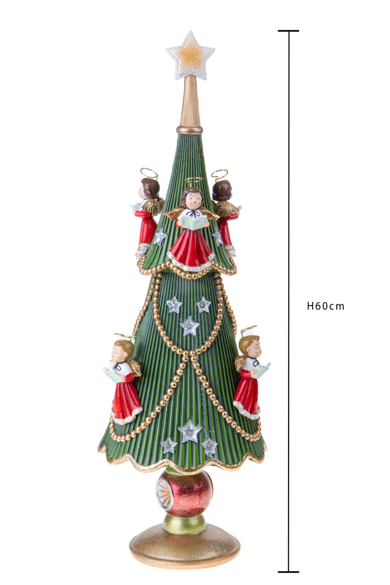 Albero Natale con Angeli e Led 60 cm Verde-2