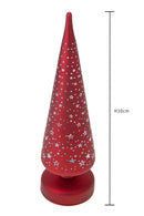 Set 2 Alberi Mini Stelle e Led H30 cm Rosso-2