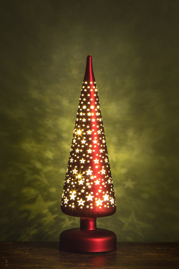 Set 2 Sapins Mini Etoiles et Led H30 cm Rouge online