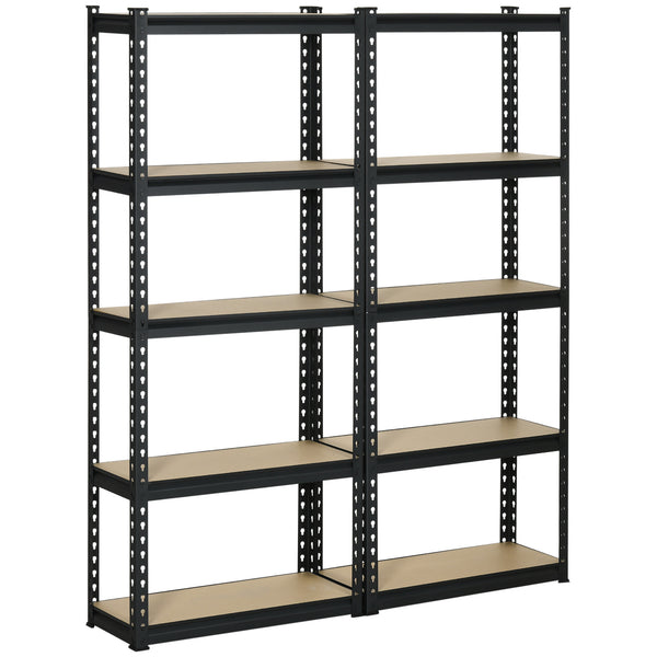 acquista Set 2 Etagères 5 Etagères en MDF 70x30x167,5 cm Structure en Acier Noir