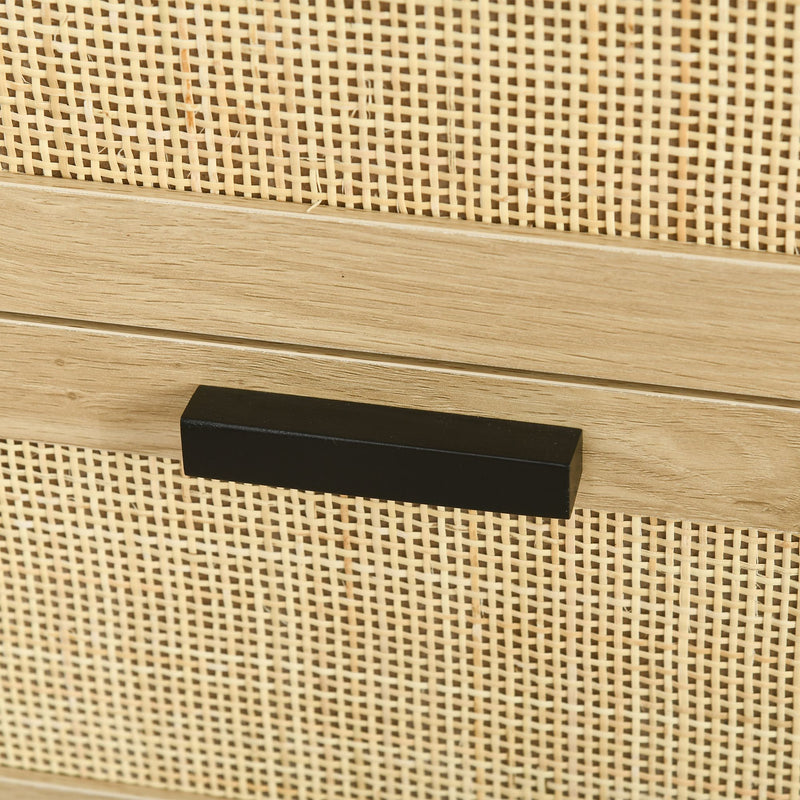 Cassettiera 3 Cassetti 60x40x80 cm in Truciolato e Rattan Nero e Color Legno-8