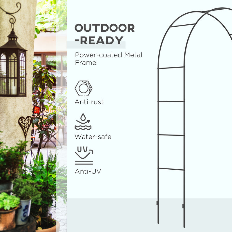 Arco per Rampicanti per Giardino ed Esterni 140x40x240 cm in Metallo Nero-6