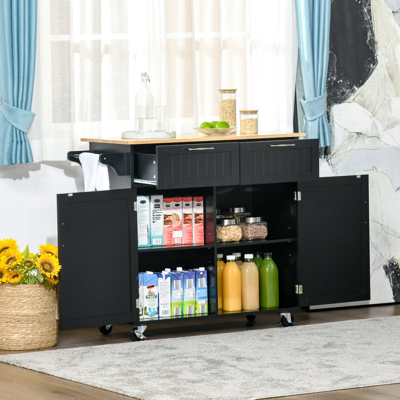 Carrello da Cucina 104x46x91 cm con Ruote in Legno Nero-7