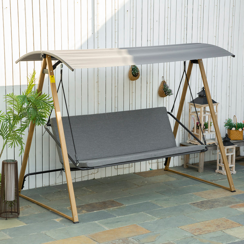 Dondolo 3 Posti da Giardino 224x133x173 cm in Acciaio Grigio-2