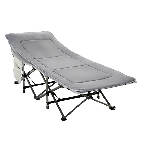 sconto Lettino da Campeggio Pieghevole e Imbottito con Tasca Portaoggetti 188x64,5x53 cm  Grigio chiaro