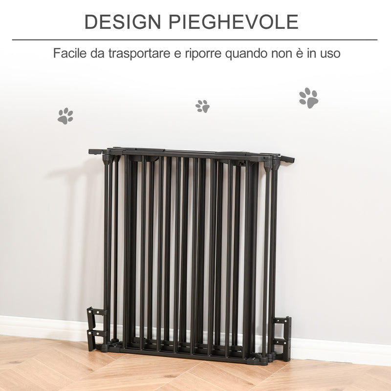 Cancellino per Cani Taglia Piccola e Media Pieghevole a 5 Pannelli 300x3x74,5 cm in Metallo e Plastica Nero-5