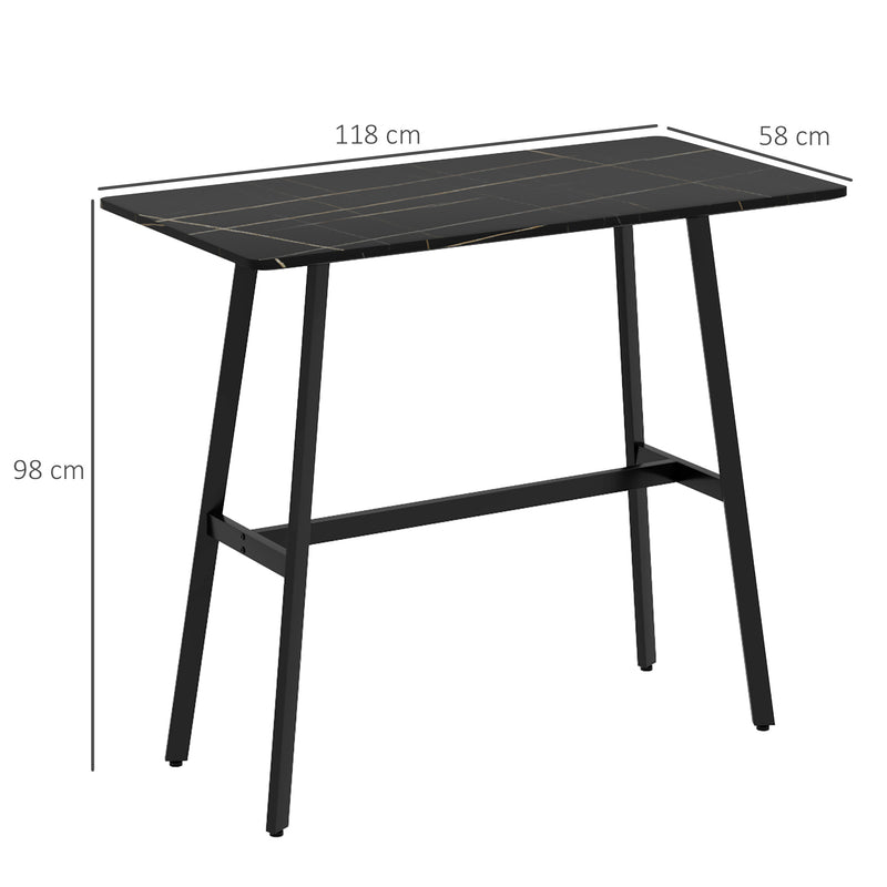 Tavolo Bar Rettangolare Alto 118x58x98 cm in MDF e Metallo Nero-3