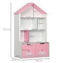 Scaffale Portagiochi per Bambini 78,5x34x127,5 cm con Ripiani Aperti e Cassetti Rosa-3